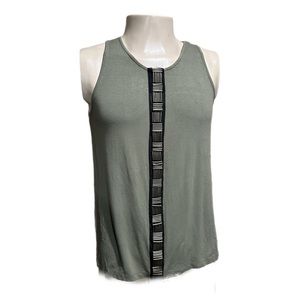 NWOT Women’s Vince Camuto Long Sleeveless Top w Beaded Accent in Olive